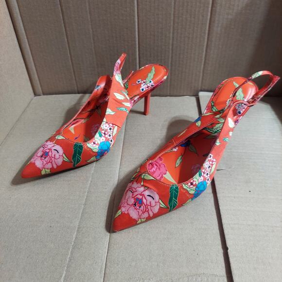 ALDO Women's US 10 Red Floral Print Slingback Stiletto Heels - Picture 1 of 9